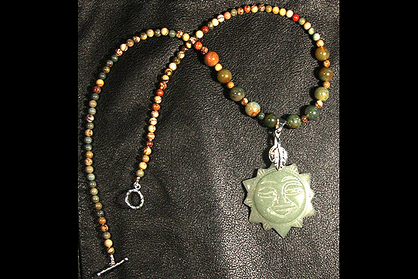 Green Jade Sun with Picture Jasper and Indian Agate