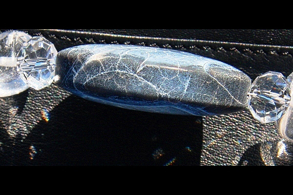 Genuine Blue Coral Necklace with Huge Frosted Blue Agate and Clear Rock Quartz