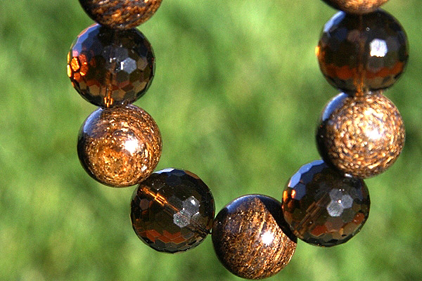Big Rare Bronzite Crystal and Smoky Quartz Sphere XL Necklace