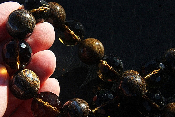 Big Rare Bronzite Crystal and Smoky Quartz Sphere XL Necklace