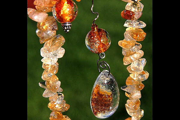 Chunky Citrine Necklace with Golden Phantom Quartz Pendant