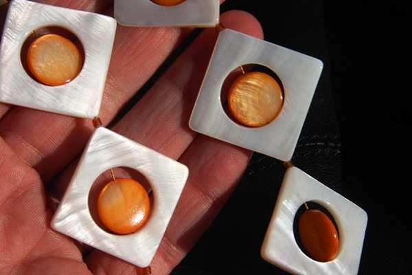 Zen White and Orange Mother of Pearl Necklace