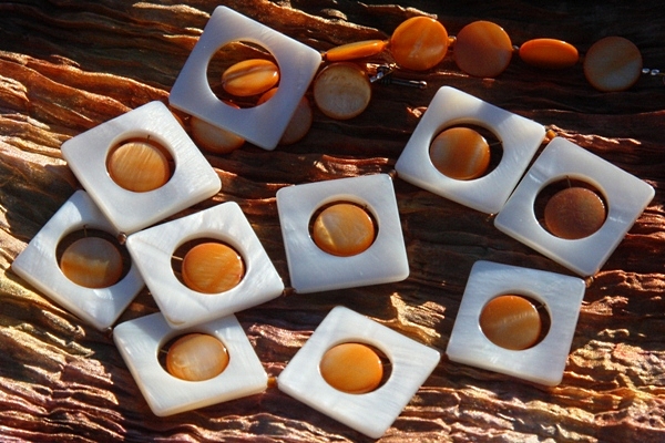 Zen White and Orange Mother of Pearl Necklace