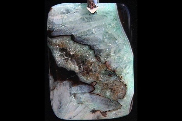 Wild Crystal Slice with Black Lava and Aquamarine Gemstone Necklace