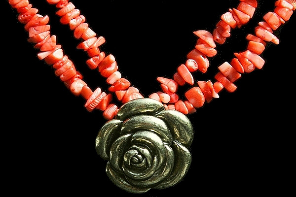 Bronze Rose Pink Coral Dual Necklace