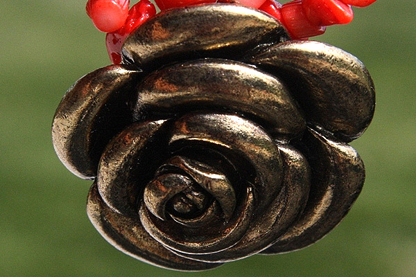 Bronze Rose Pink Coral Dual Necklace