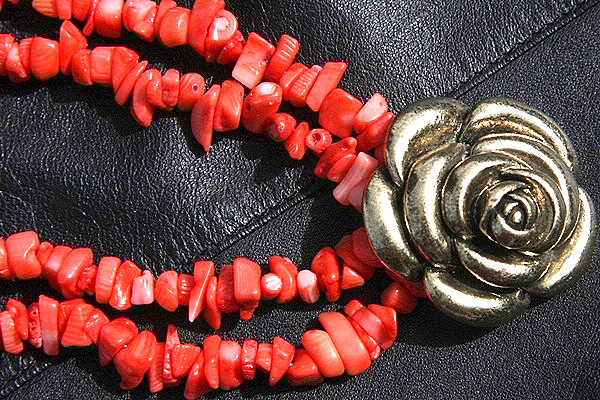 Bronze Rose Pink Coral Dual Necklace