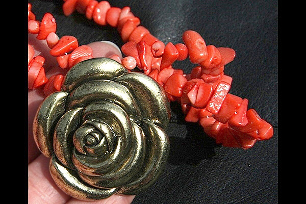 Bronze Rose Pink Coral Dual Necklace