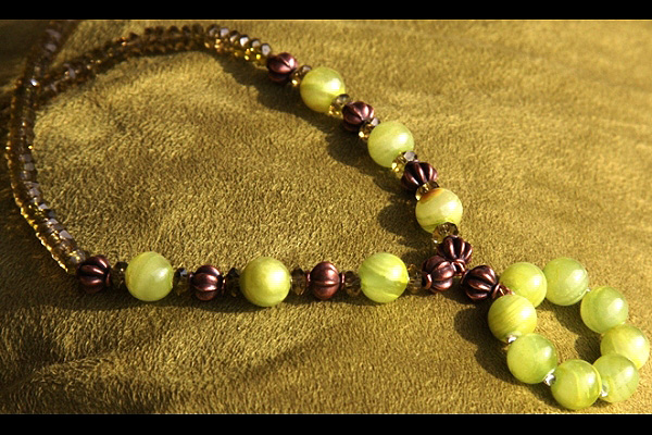 Peridot Gemstone Necklace with Apple Green Banded Agate