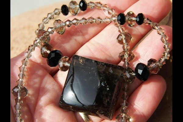 Huge Morion Smoky Quartz Crystal Necklace