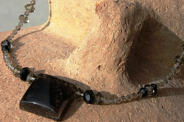 Huge Morion Smoky Quartz Crystal Necklace