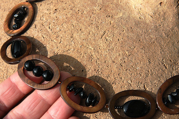 Chocolate Mother of Pearl and Black Onyx Display Necklace