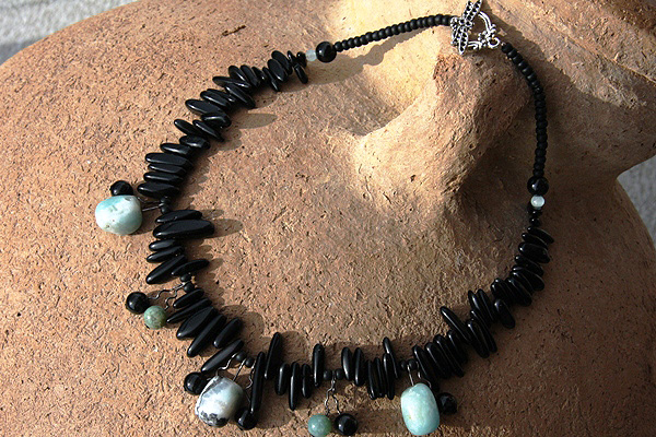 Original Onyx and Amazonite Freeform Necklace