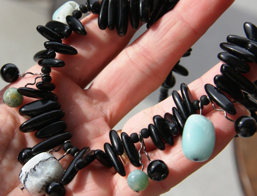 Original Onyx and Amazonite Freeform Necklace
