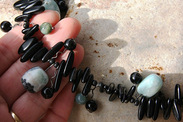 Original Onyx and Amazonite Freeform Necklace