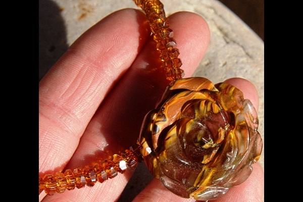 Volcano Cherry Quartz Rose Necklace