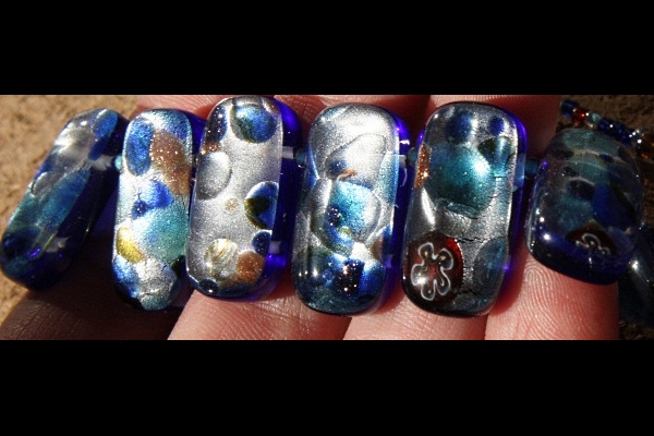 Festive Cobalt Blue and Silver Murano Glass Necklace