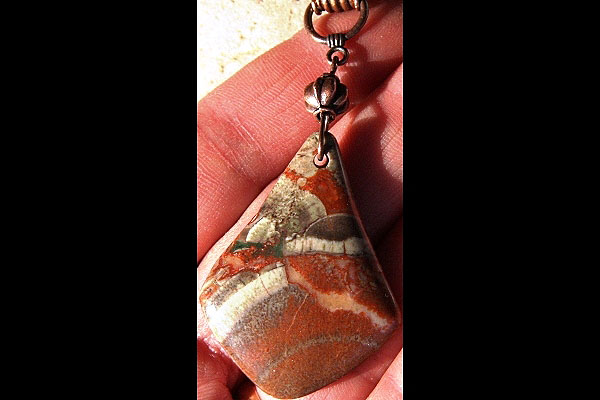 Paper and Copper Necklace with Ocean Jasper