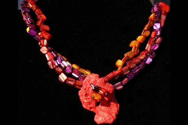 Bella Fiesta Coral Fire ABALONE Necklace