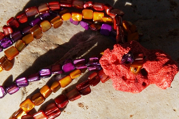 Bella Fiesta Coral Fire ABALONE Necklace