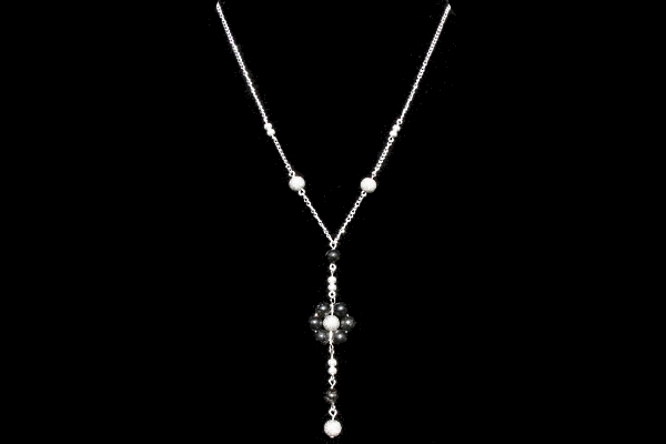 Bronzite Flower Silver Necklace