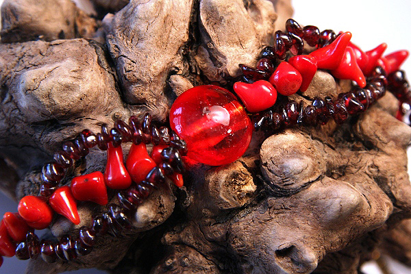Triple RED Garnet necklace