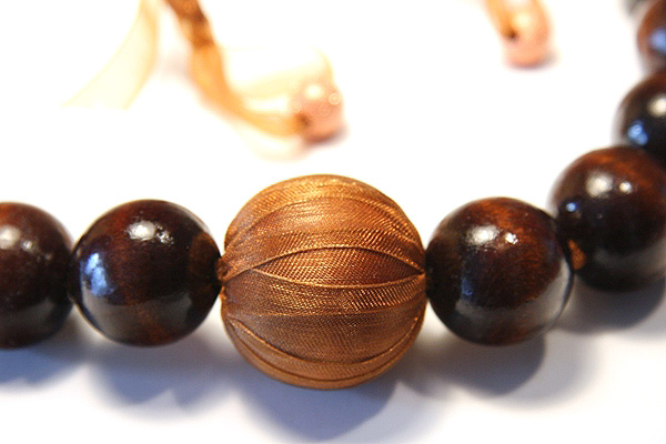 Shimmering BIG Wooden and Copper Ball Necklace