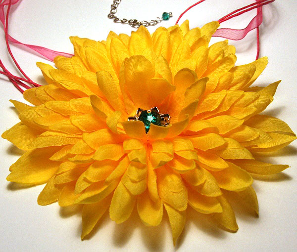 BIG Yellow Flower Head Turner Necklace