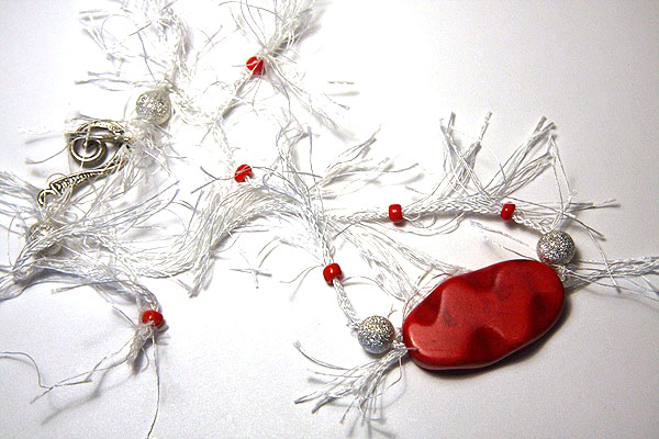 Silky Soft Red and White Necklace 