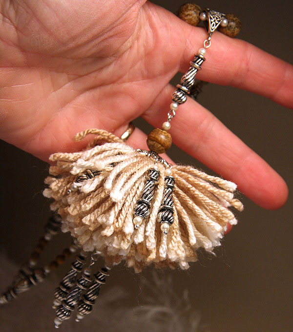 Fancy Sandy Silver Tassel Necklace