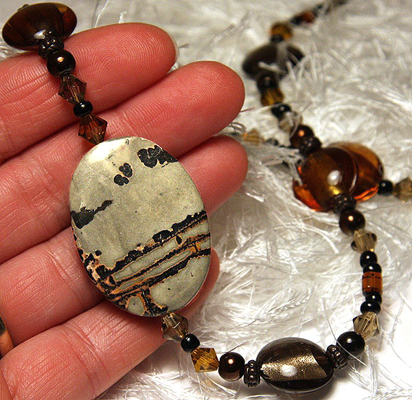 Classy Dark Honey and Coffee Jasper Necklace