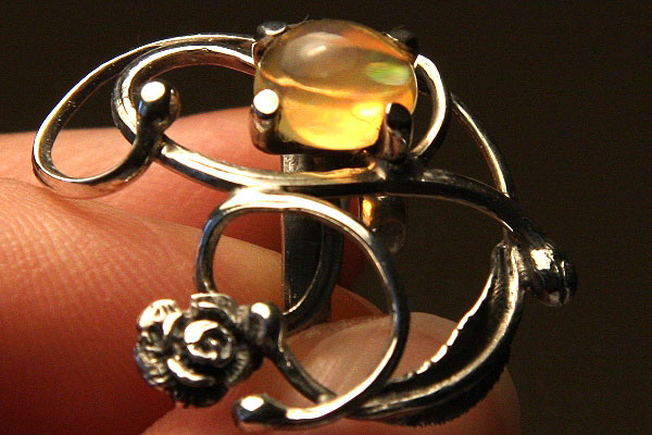 Beautiful Fire Opal Handcrafted Sterling Silver Ring