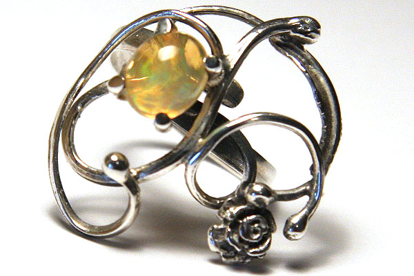Beautiful Fire Opal Handcrafted Sterling Silver Ring