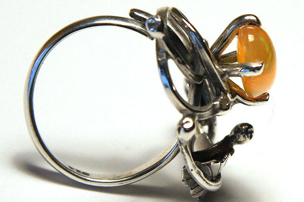 Exquisite Fire Opal Handcrafted Sterling Silver Ring