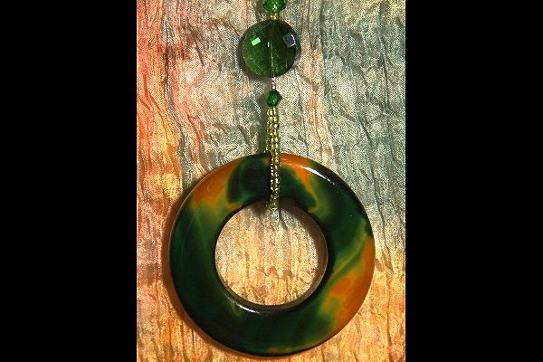 Deep Dark Green and Yellow Onyx Circle Suncatcher
