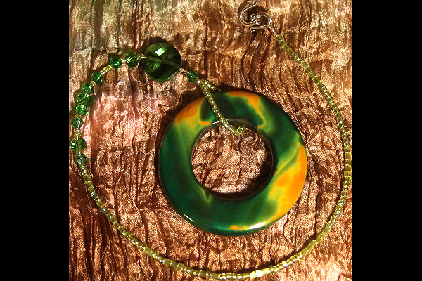 Deep Dark Green and Yellow Onyx Circle Suncatcher