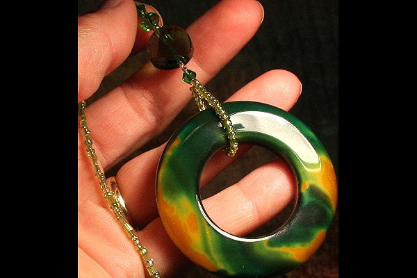 Deep Dark Green and Yellow Onyx Circle Suncatcher
