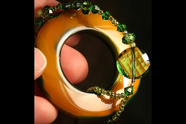 Deep Dark Green and Yellow Onyx Circle Suncatcher