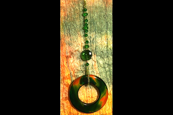 Deep Dark Green and Yellow Onyx Circle Suncatcher
