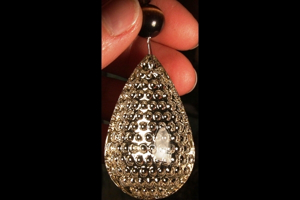 Peacock Crystal with Dark Chocolate Cat`s Eye Suncatcher