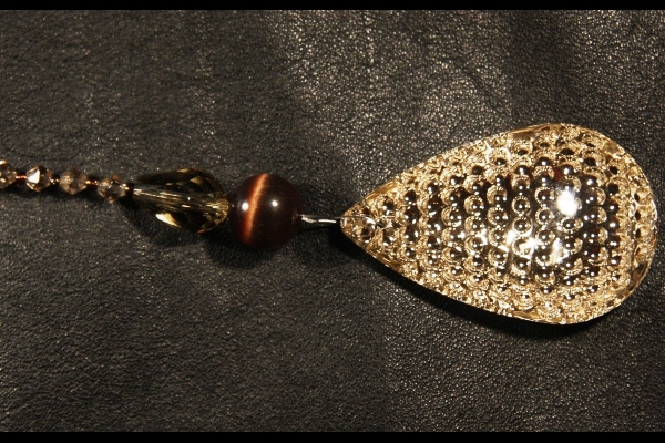 Peacock Crystal with Dark Chocolate Cat`s Eye Suncatcher