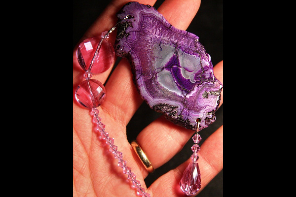 Mysterious Deep Purple Agate Suncatcher