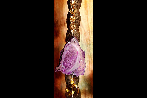Gorgeous Purple Agate and Golden Crystals Combo Suncatcher
