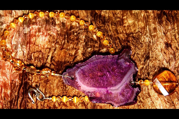 Gorgeous Purple Agate and Golden Crystals Combo Suncatcher