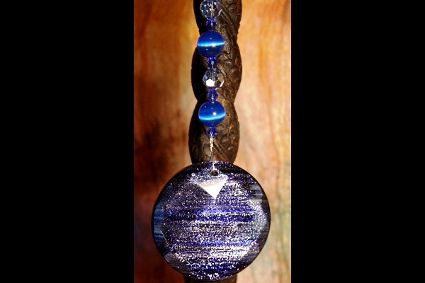 Cobalt Blue Sandstone with Lapis Lazuli and Cat`s Eye Suncatcher
